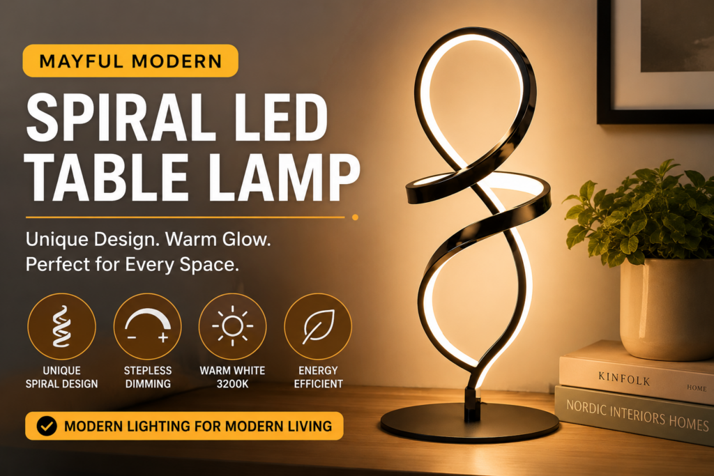 Mayful Modern Spiral LED Table Lamp Review: The Eye-Catching Lamp That Instantly Modernizes Any Room